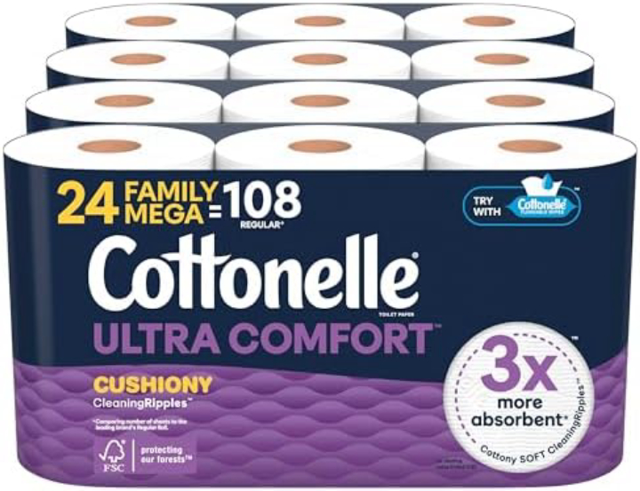 4-Pack Cottonelle Ultra Comfort 2-Ply Mega Toilet Paper Rolls