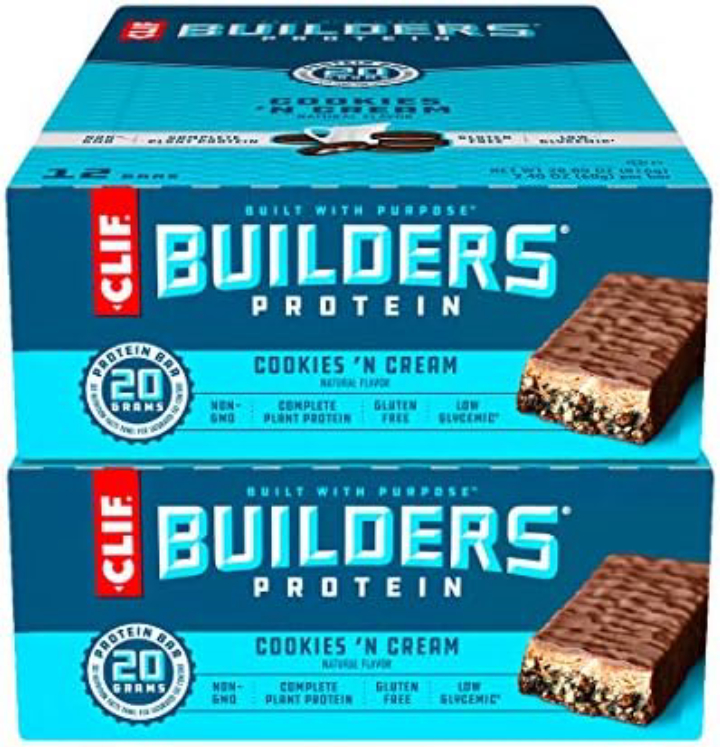 CLIF Builders Protein Bars 12-Pack 2.4-Oz Cookies 'n Cream