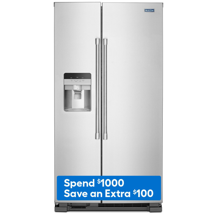 Maytag 24.5-cu ft Side-by-Side Refrigerator with Ice Maker, Water and Ice Dispenser (Fingerprint Resistant Stainless Steel)