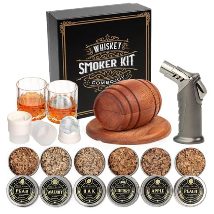 Whiskey Smoker Kit with 6 Wood Flavors, Torch & Glasses