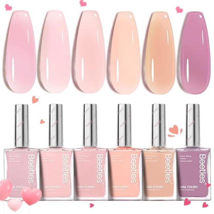 Beetles Jelly Nail Polish Set, 6 Colors – Quick Dry, 8-Day Wear