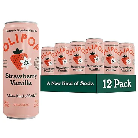 [Prime] 12-Pack 12-Ounce OLIPOP Prebiotic Soda (Strawberry Vanilla) $14.09 w/ S&S + Free Shipping w/ Prime or on $35+