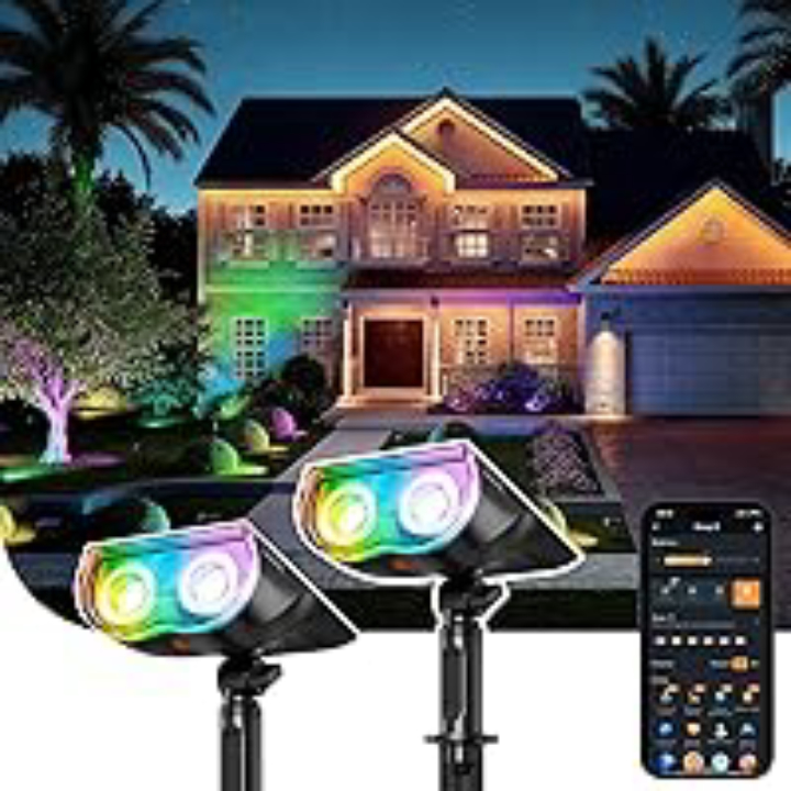 2-Pk Linkind Smart Solar Multicolor Spot Lights