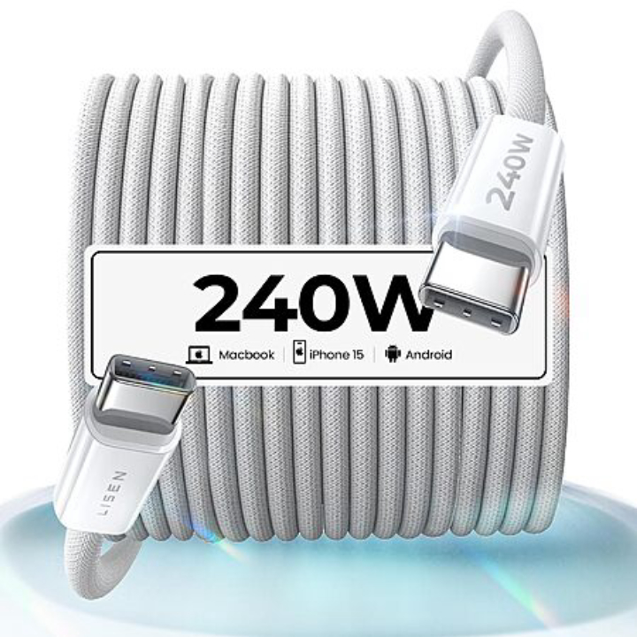 4-Pack LISEN 6.6' 240W USB-C to USB-C Charging Cable