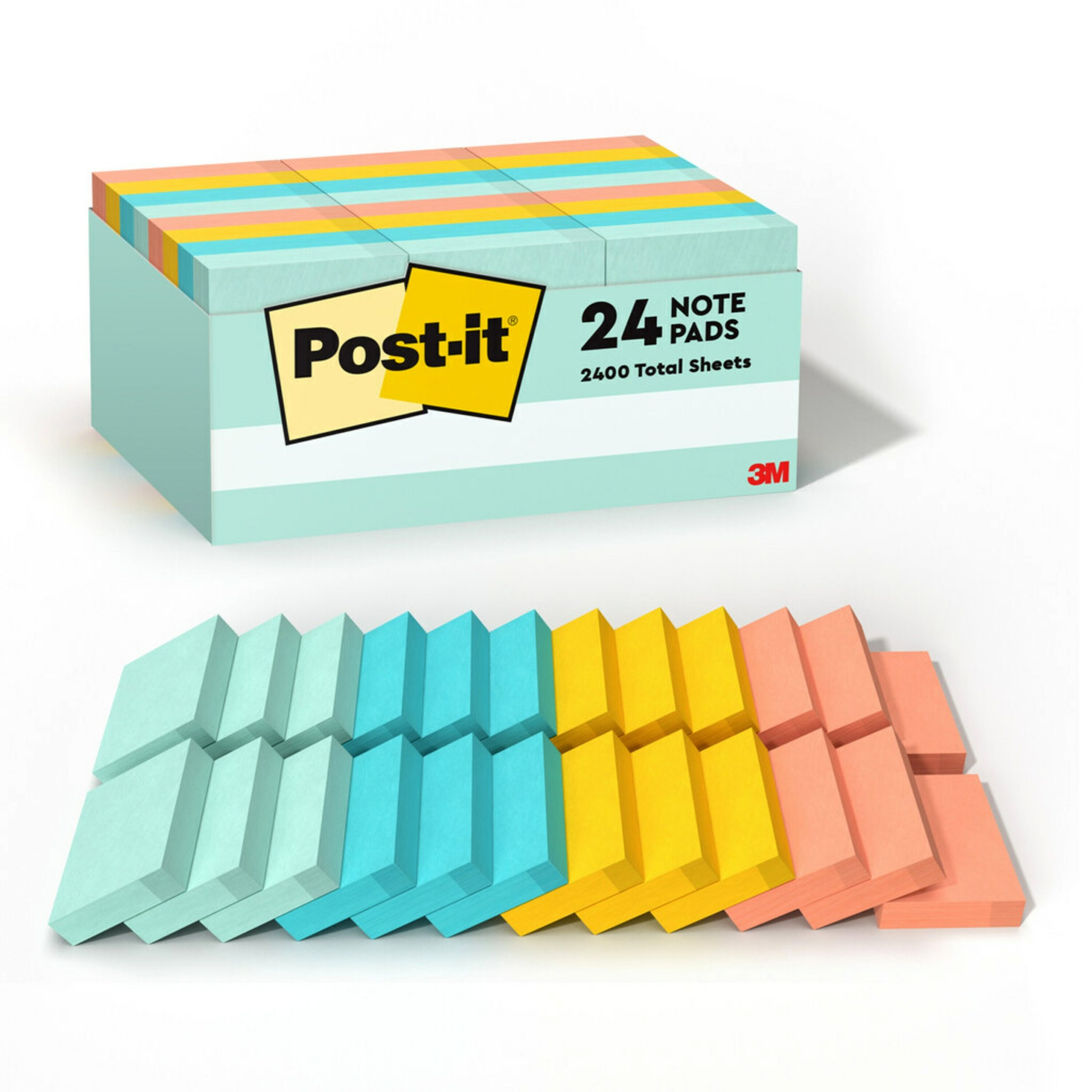 Post-it® Notes, 1 3/8 in. x 1 7/8 in., Beachside Cafe Collection, 12 Pads/Pack