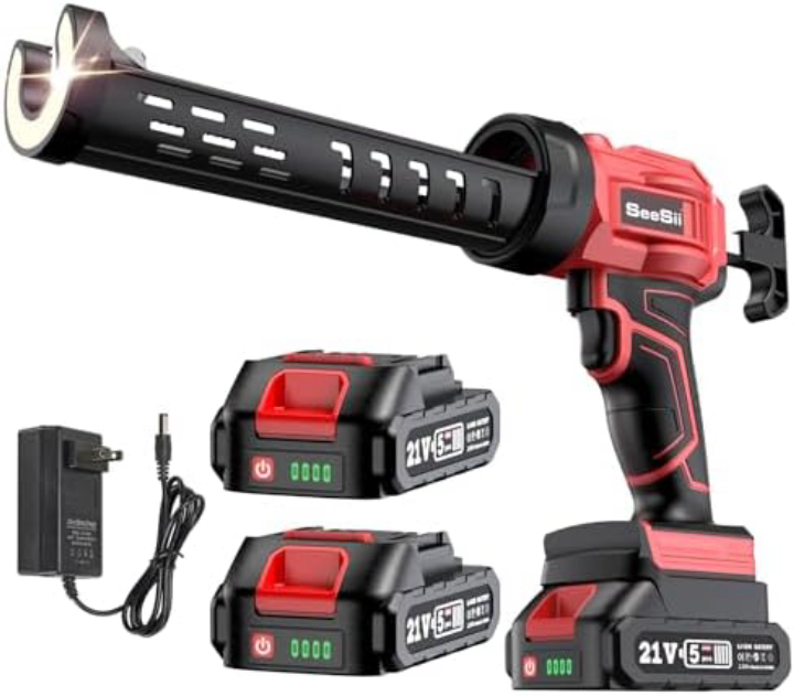 SEESII 21V Cordless Caulking Gun Kit with 2x 2.0Ah Batteries