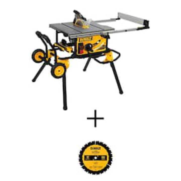 DEWALT 15 Amp Corded 10" Job Site Table Saw with Rolling Stand