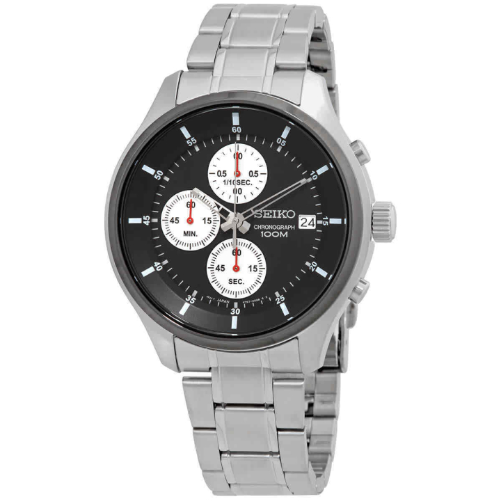 SEIKO Classic Chronograph Quartz Black Dial Men's Watch