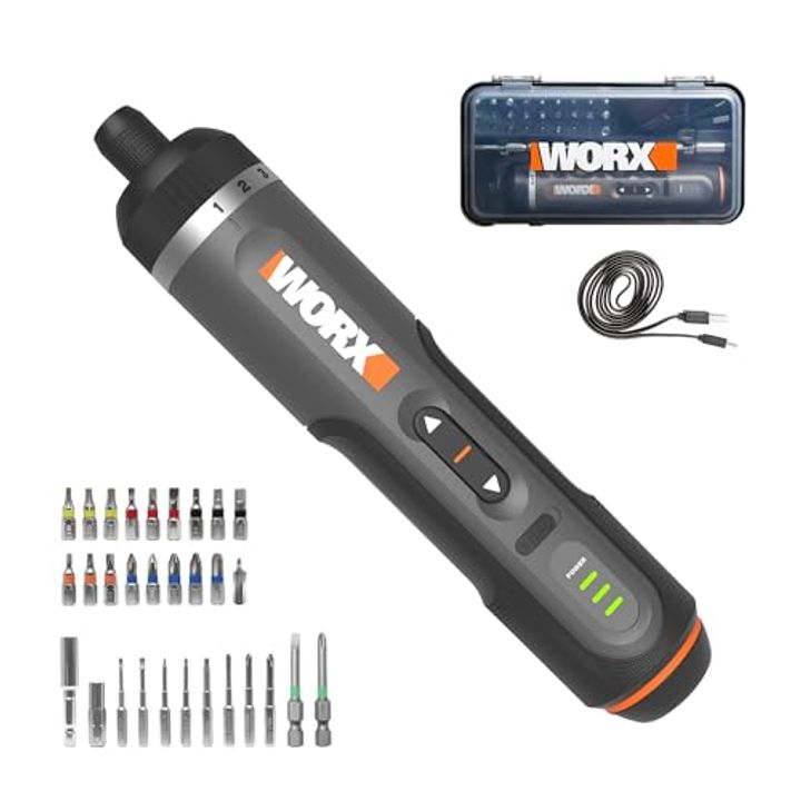 WORX 4V Cordless Screwdriver with 30-Piece Accessory Kit