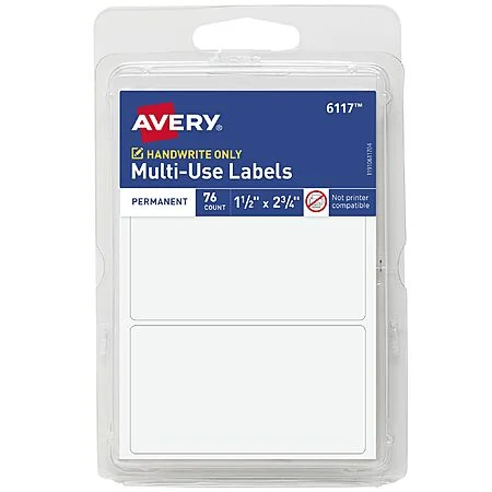 76-Count 1.5" x 2.75" Avery Permanent Multi-Use Blank Labels (6117) $1.49 + Free Shipping w/ Prime or on $35+