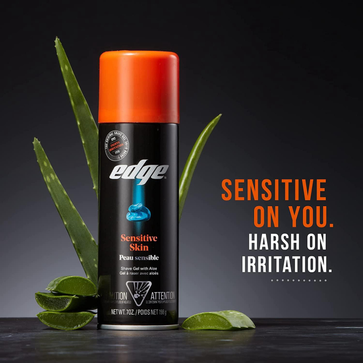Edge Shave Gel for Men, Sensitive Skin with Aloe, 7oz (3 Pack) - Shaving Gel For Men That Moisturizes, Protects and Soothes To Help Reduce Skin Irritation