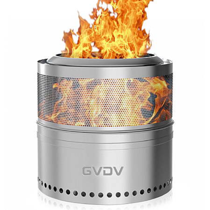 18" GVDV Smokeless Collapsible Stainless Steel Fire Pit with Bag
