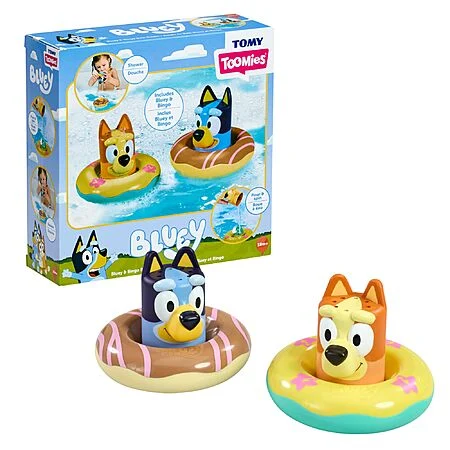 TOMY Toomies Splash & Float Bingo and Bluey Water Toys - 2-in-1 Toddler Bath Toys with Pour Cup and Water Wheel - Bluey Gifts and Toddler Stocking Stuffers