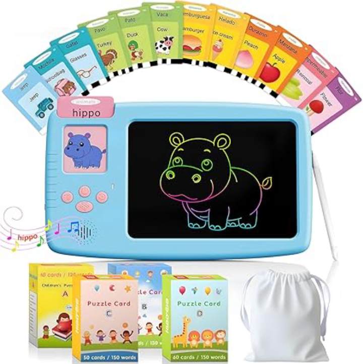 ZONSTVYS Kids LCD Writing Tablet & Talking Flash Cards