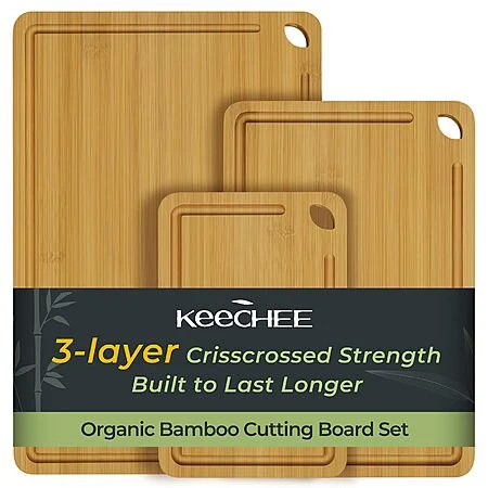 3-Pc Keechee Reversible Bamboo Wood Cutting Boards | 50% off when you apply promo code LV7TSTD9 at checkout = $15.99.