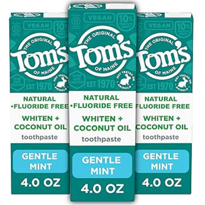 Tom's of Maine Whiten Plus Coconut Oil Fluoride Free Toothpaste 4-Oz