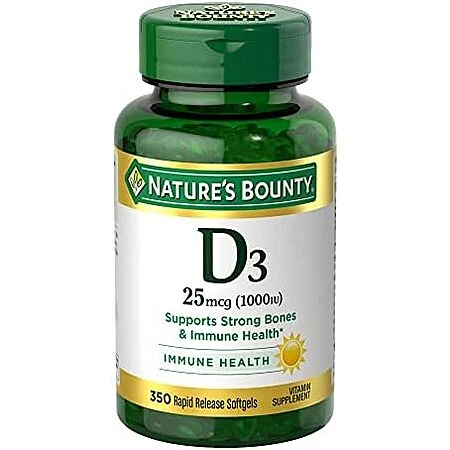 350-Ct Nature's Bounty Vitamin D3 1000 IU Softgels