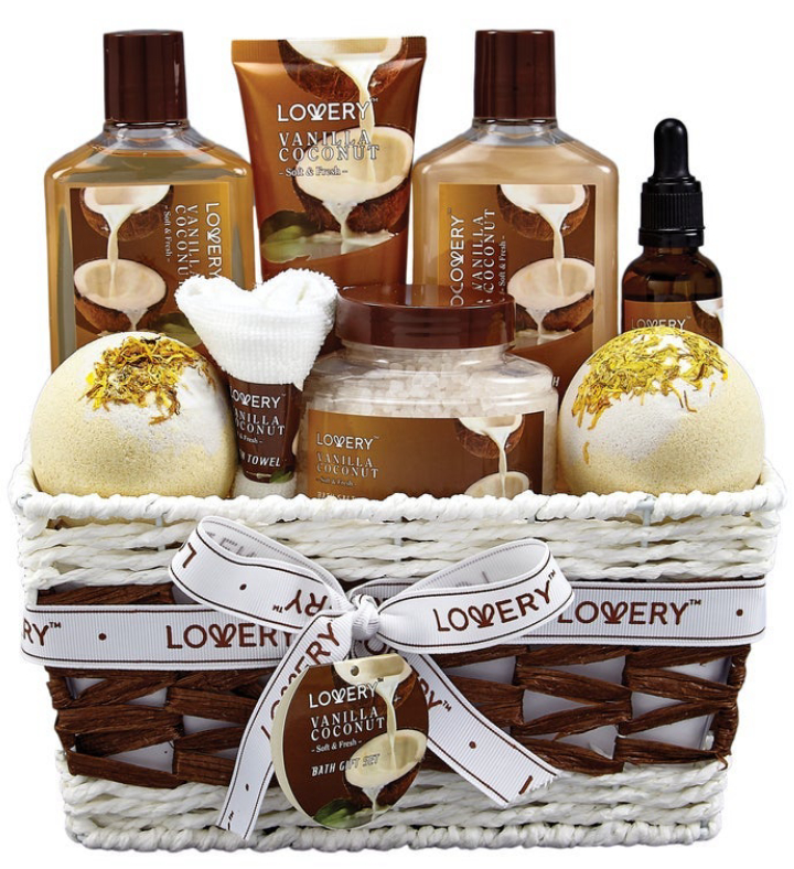 Vanilla Coconut Home Spa Basket 9-Piece Set