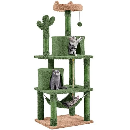 [AC]$40.36*:Yaheetech 62" Cactus Cat Tree – Scratching Posts, Hammock, Dangling Ball, Multi-Level Condo for Indoor Cats at Amazon