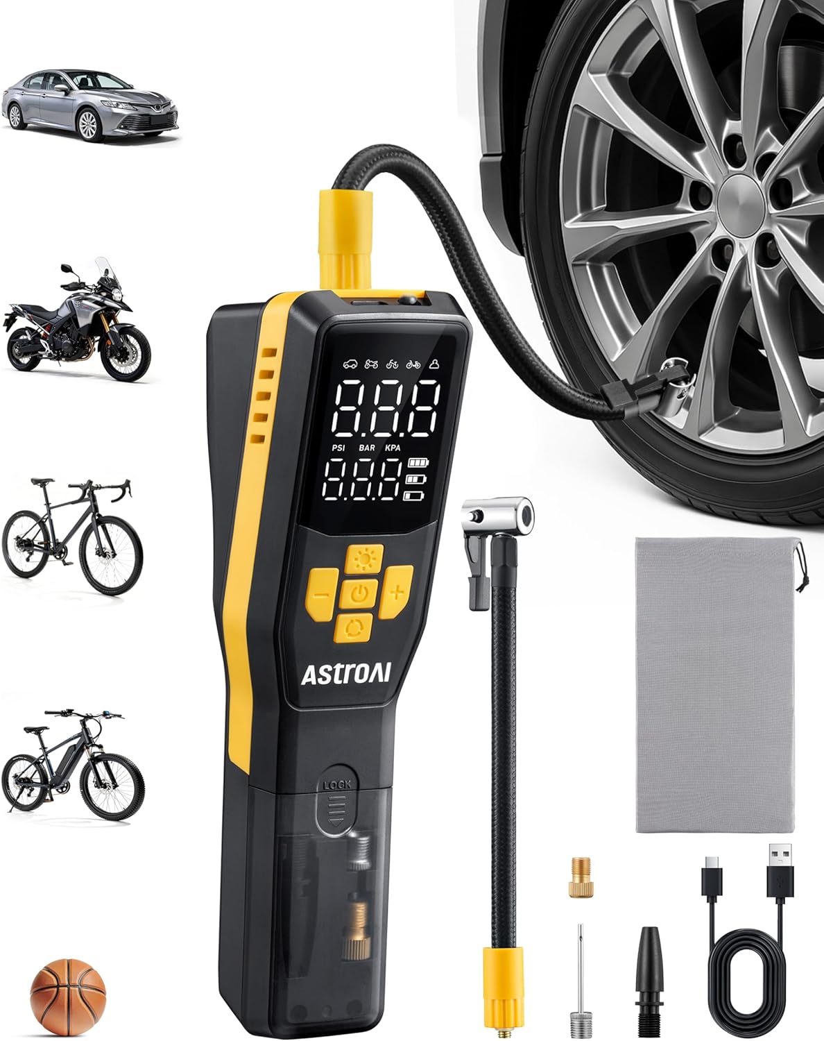 AstroAI 150 PSI Tire Inflator / Air Compressor w/ LCD Display